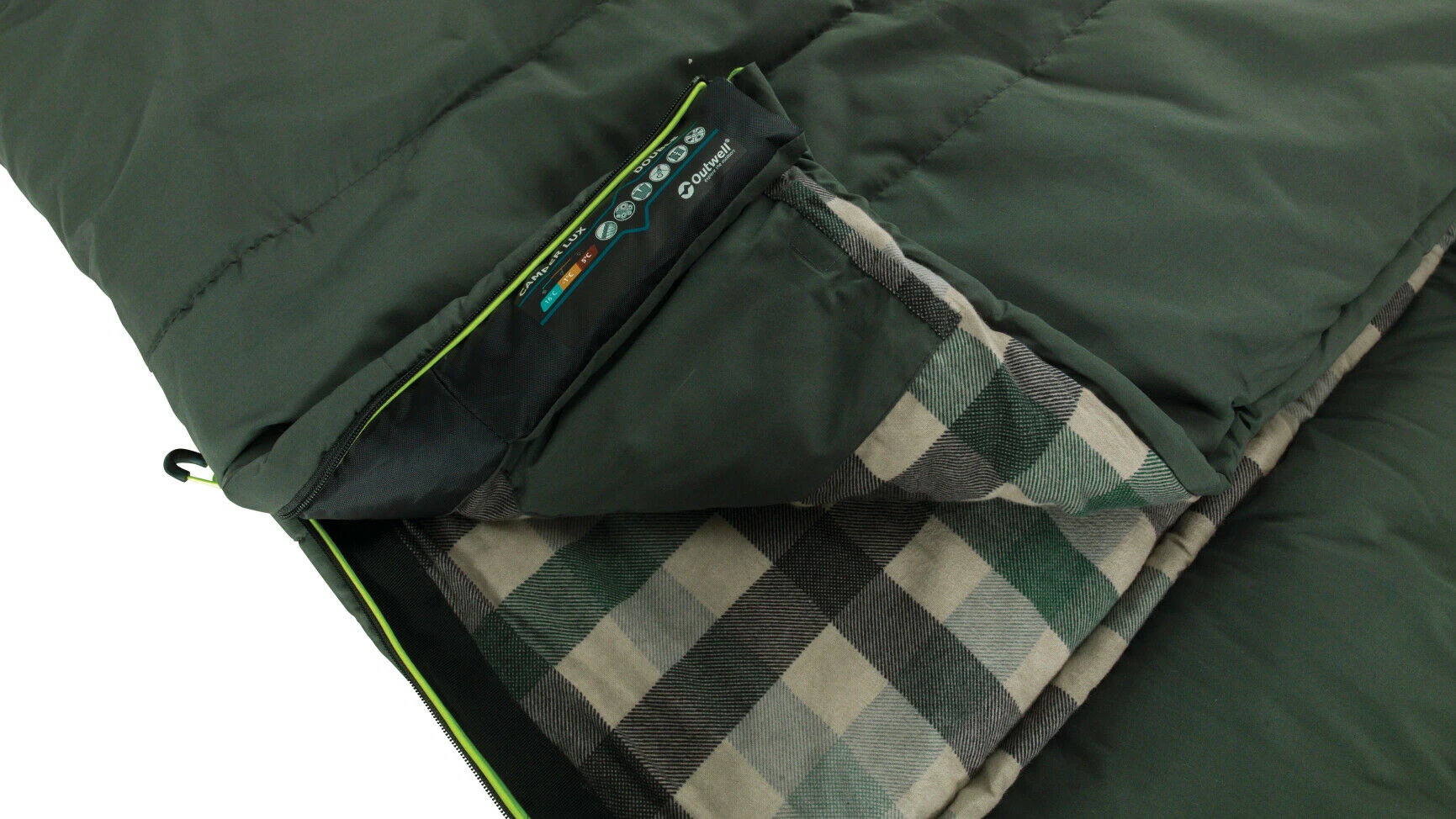 Outwell Camper Lux Double Sleeping Bag - Forest Green (2023) 7 Outwell Camper Lux Double Sleeping Bag - Forest Green (2023) - Image 5