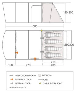 Vango Aether Poled 450XL Tent (2022) -Outwell Shop aether 450xl floorplan low
