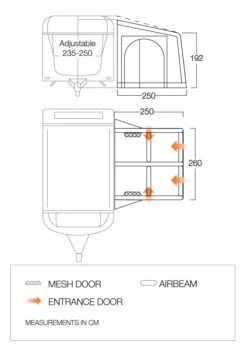 Vango Balletto Air 260 Elements Proshield Caravan Awning (2023) 13 Vango Balletto Air 260 Elements Proshield Caravan Awning (2023) -Outwell Shop balletto 260 floorplan low v3