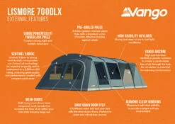 Vango Lismore 700DLX Poled Tent Package (2023) -Outwell Shop lismore 700dlx infographic