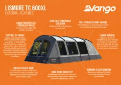 Vango Lismore TC 600XL Poled Tent Package (2023) -Outwell Shop lismore tc 600xl infographic