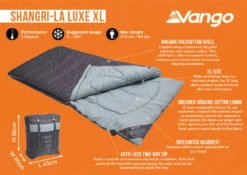 Vango Shangri-La Luxe XL Sleeping Bag (2023) -Outwell Shop shangri la luxe xl infographic 1